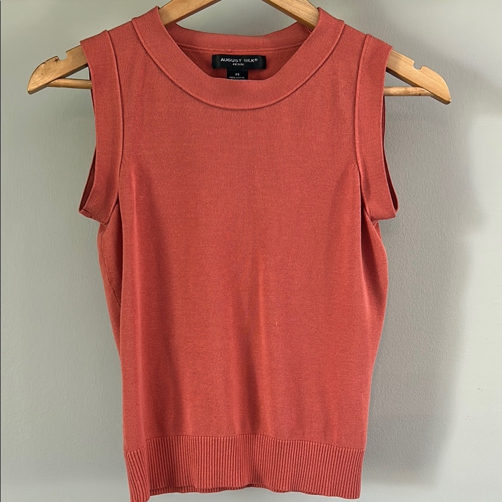 August Silk Orange Ribbed Fitted Tank Top